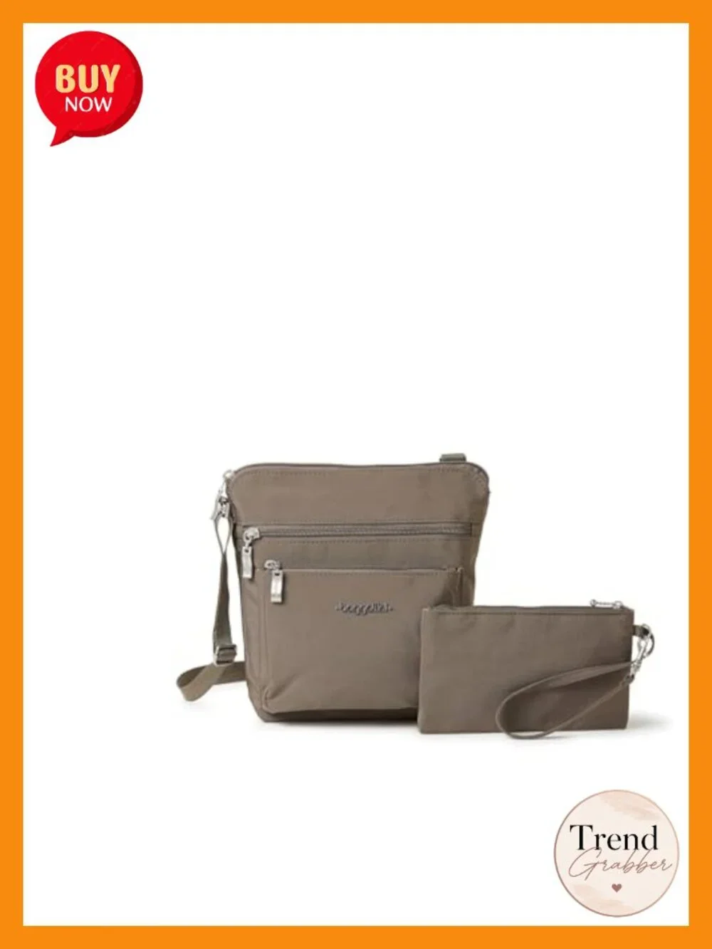 Lightweight Water-Resistant Nylon Crossbody Bag with RFID Wristlet, Small